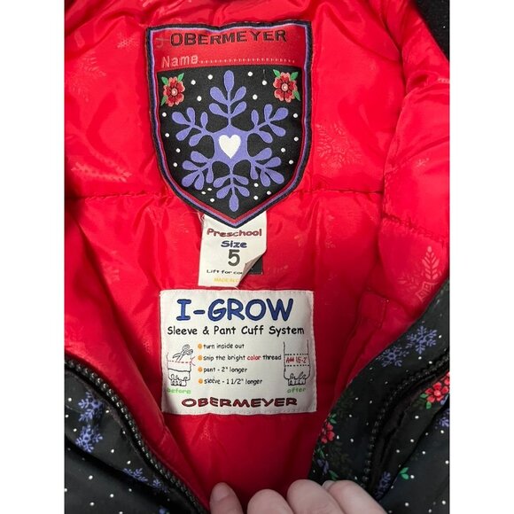 Obermeyer Kids Puffer Jacket - Black and Red Floral - Picture 7 of 8